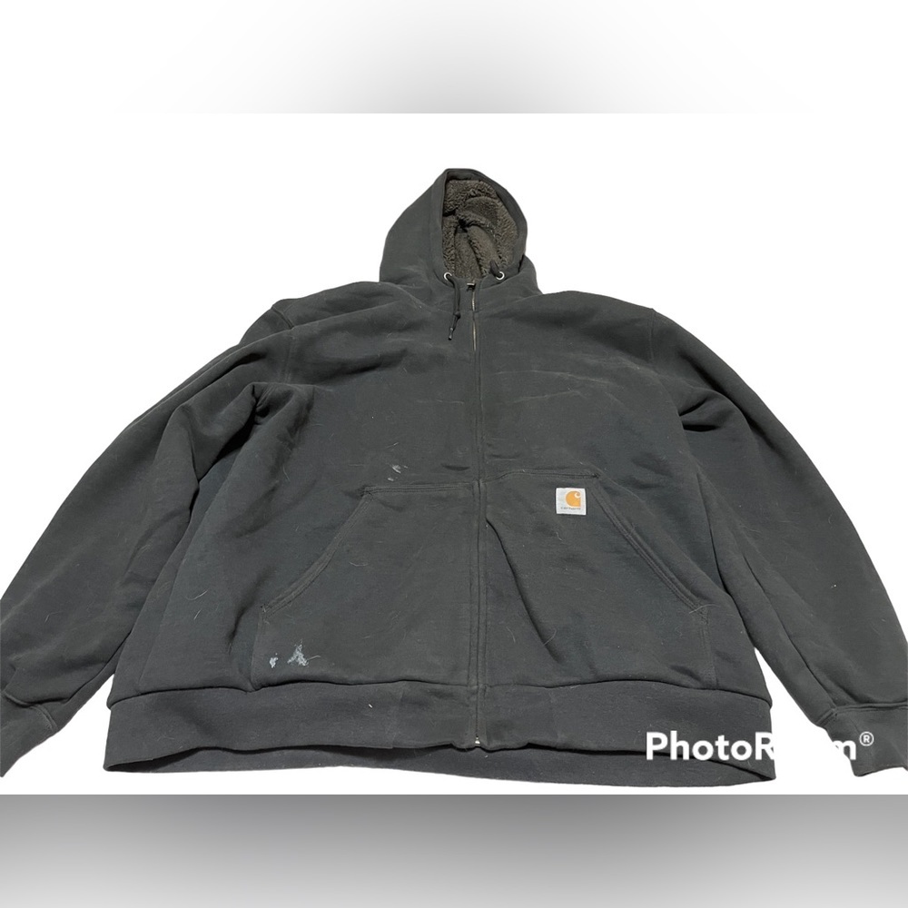 CARHARTT Lined Full Zip Hoodie Men’s XL Black Work Jacket Insulated